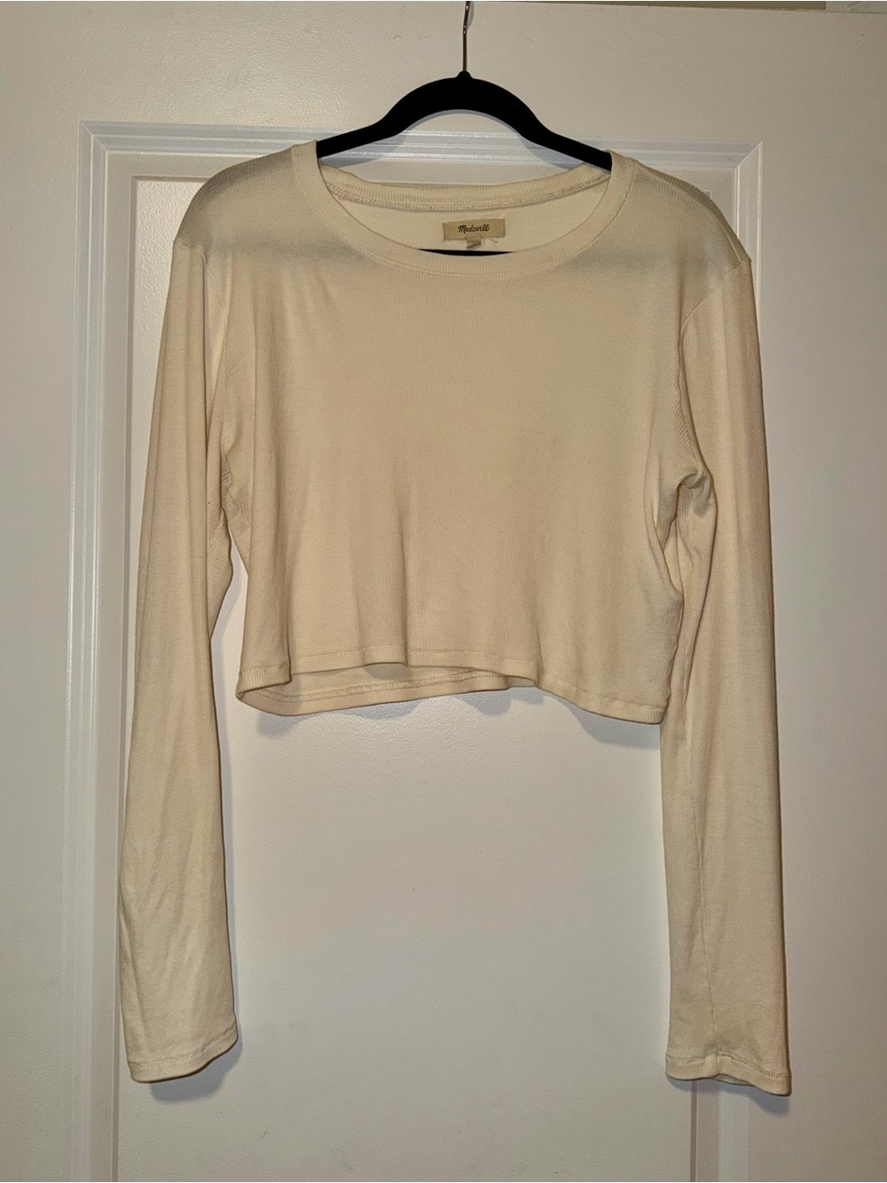 Madewell Cream Long-Sleeve Cropped Top